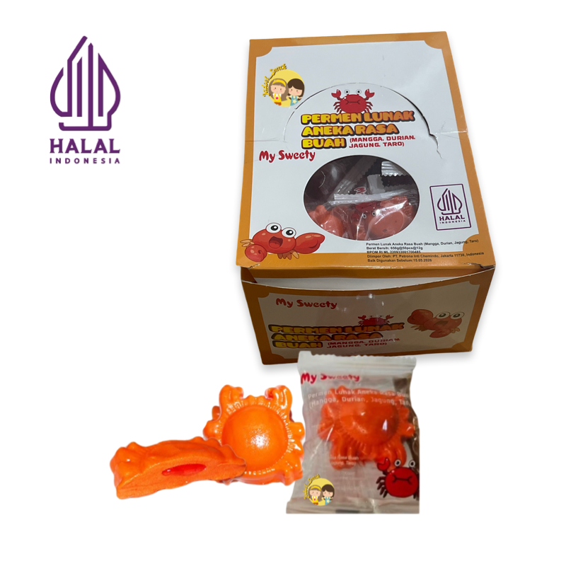 

GROSIR - Permen Kepiting Lunak 50 X 12 Gr Rasa Buah by Jadoel_Snack