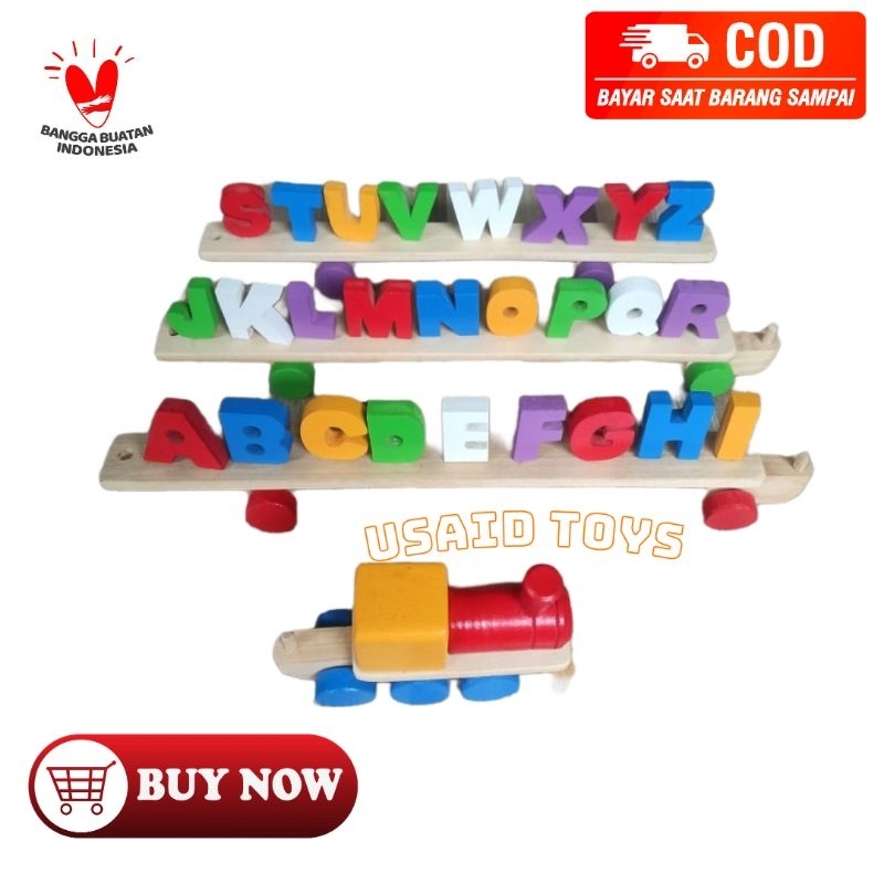Kereta Huruf a-z kayu pinus