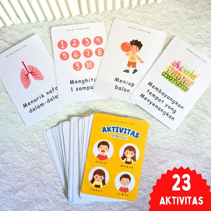 FLASHCARD KARTU AKTIVITAS EMOSI ANAK | MENGELOLA EMOSI ANAK | KARTU EDUKASI ANAK 3 4 5 TAHUN