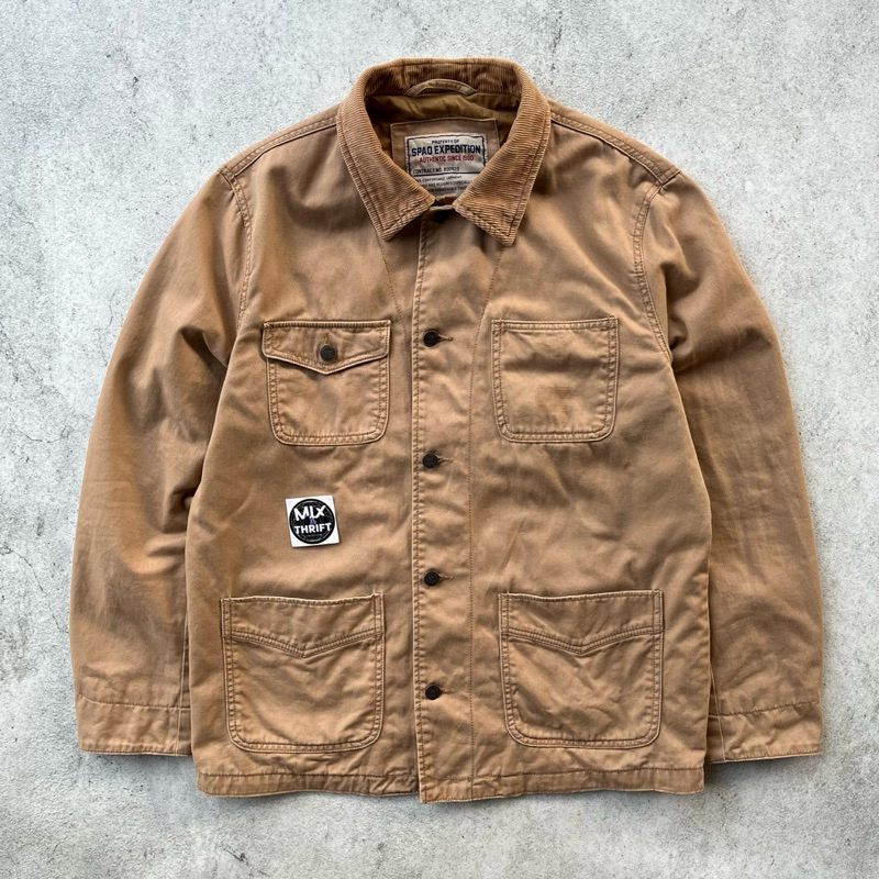 spao chore jacket canvas light brown | alternatif carhartt | workjacket second | work jacket kerah c