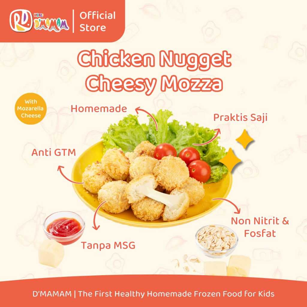 

DMAMAM Nugget Ayam Cheesy Mozza | Nugget Ayam Keju Mozarella Anak Homemade Frozen Anti GTM