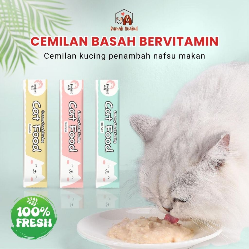 CREAMY CAT - Makanan Snack Cemilan Kucing Adult Kitten - Snack Kucing Murah Gong Yao Cat Strips 15gr