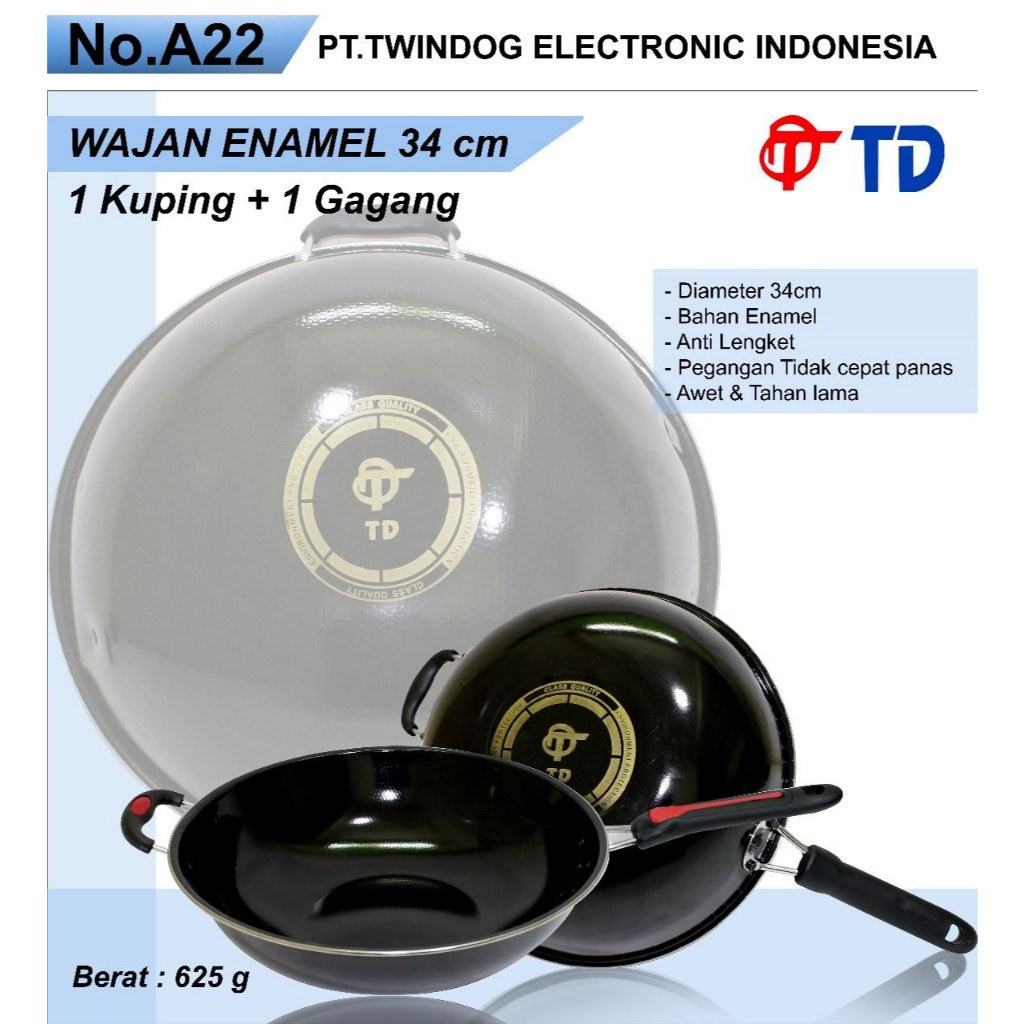 GSF Wajan Gagang Enamel 34 cm - GSF Wajan Gagang