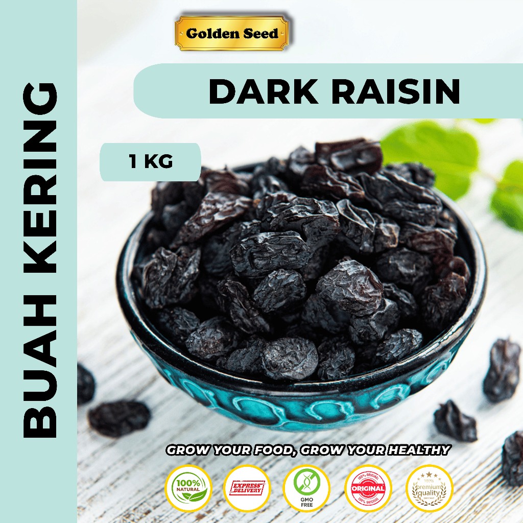 

DARK RAISIN 1 KG UNSWEETENED PREMIUM - KISMIS HITAM 1000 GRAM