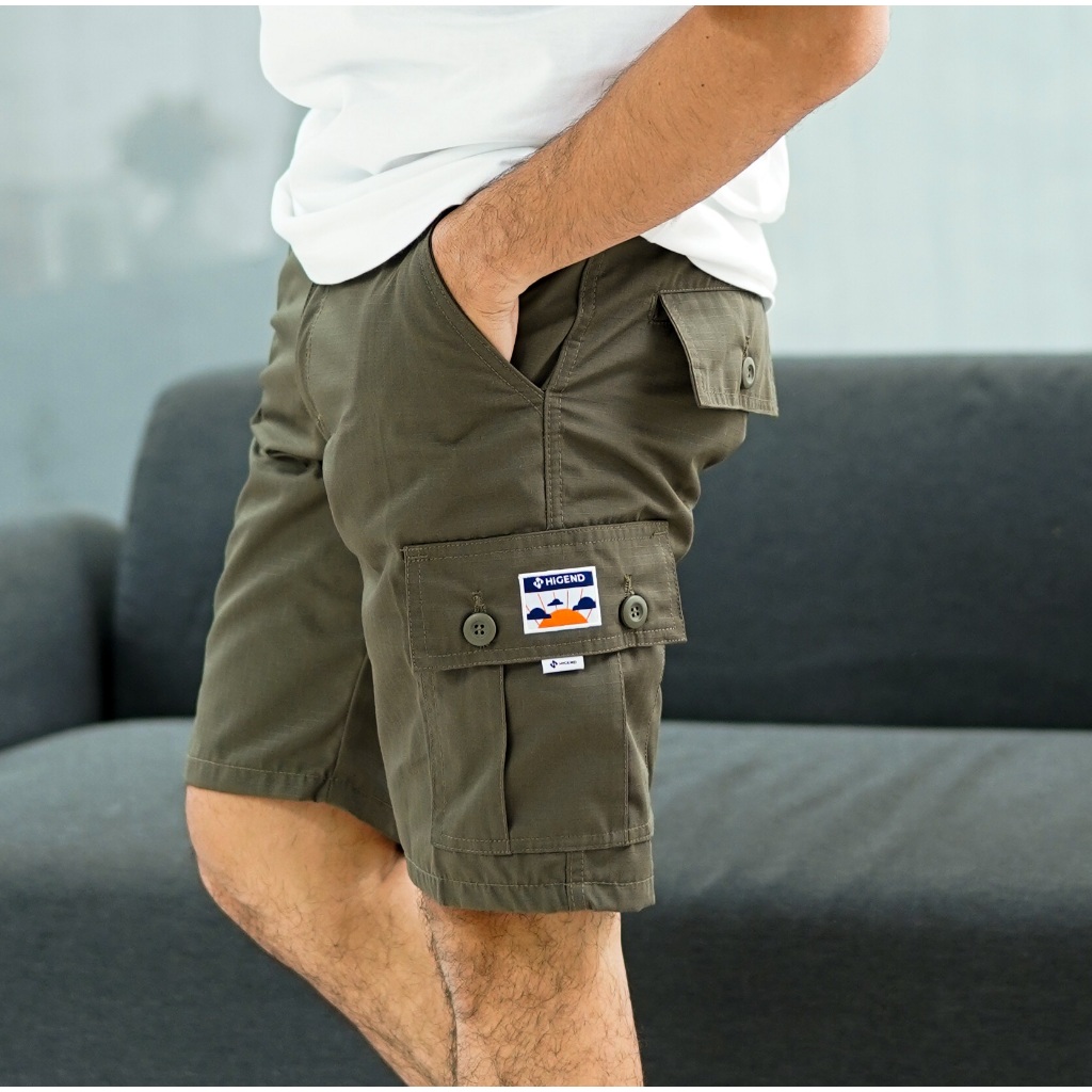 Higend - Lug Cargo Short Pants Ripstop - Olive - Celana Cargo Pendek Ripstop