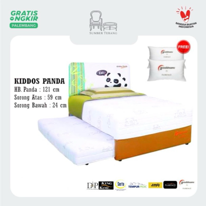 Springbed Sorong Florence 2in1 Bed Dorong Gooddreams Florence Kiddos Panda 2 in 1 Spring Bed Sorong