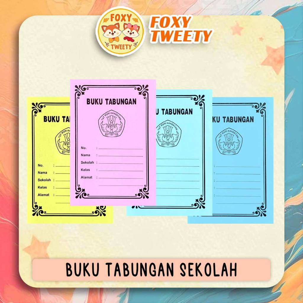 

Buku Tabungan Anak Sekolah Warna Cerah