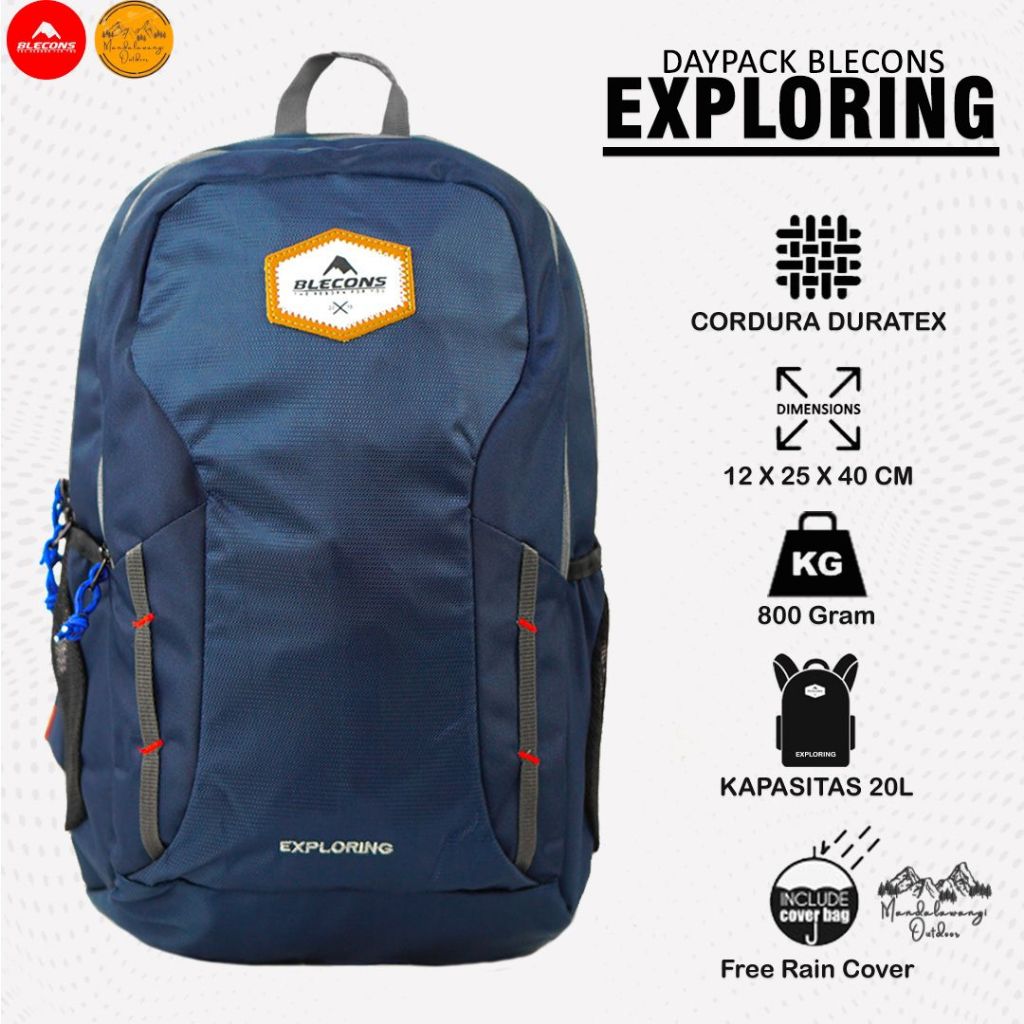 TAS RANSEL DAYPACK BLECONS EXPLORING 18 LITER + RAINCOVER TAS SEKOLAH KANTOR TRAVEL ORIGINAL DAYPACK