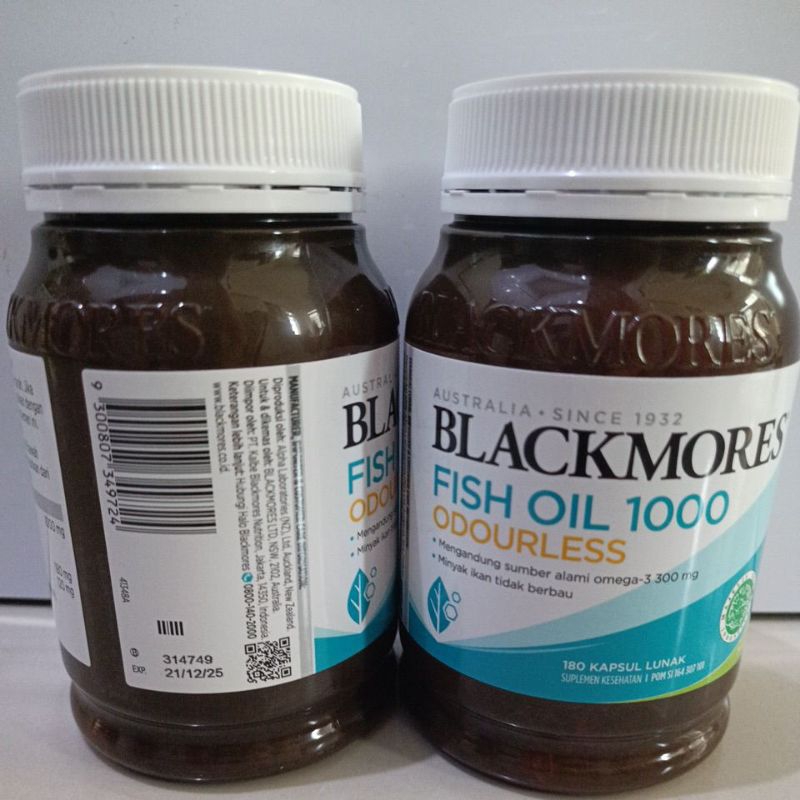 blackmores fish oil isi 180 kapsul lunak HALAL kalbe omega 3 DHA minyak ikan