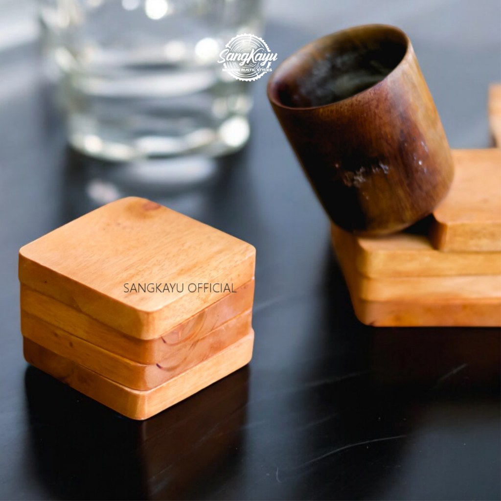 SangKayu Tatakan Gelas Kayu 7x7 cm Wooden Coasters