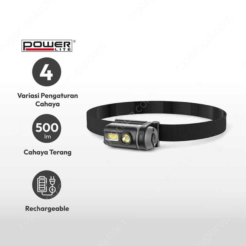 POWERLITE HEAD LAMP  RECHARGEABLE DENGAN MAGNET 500LM