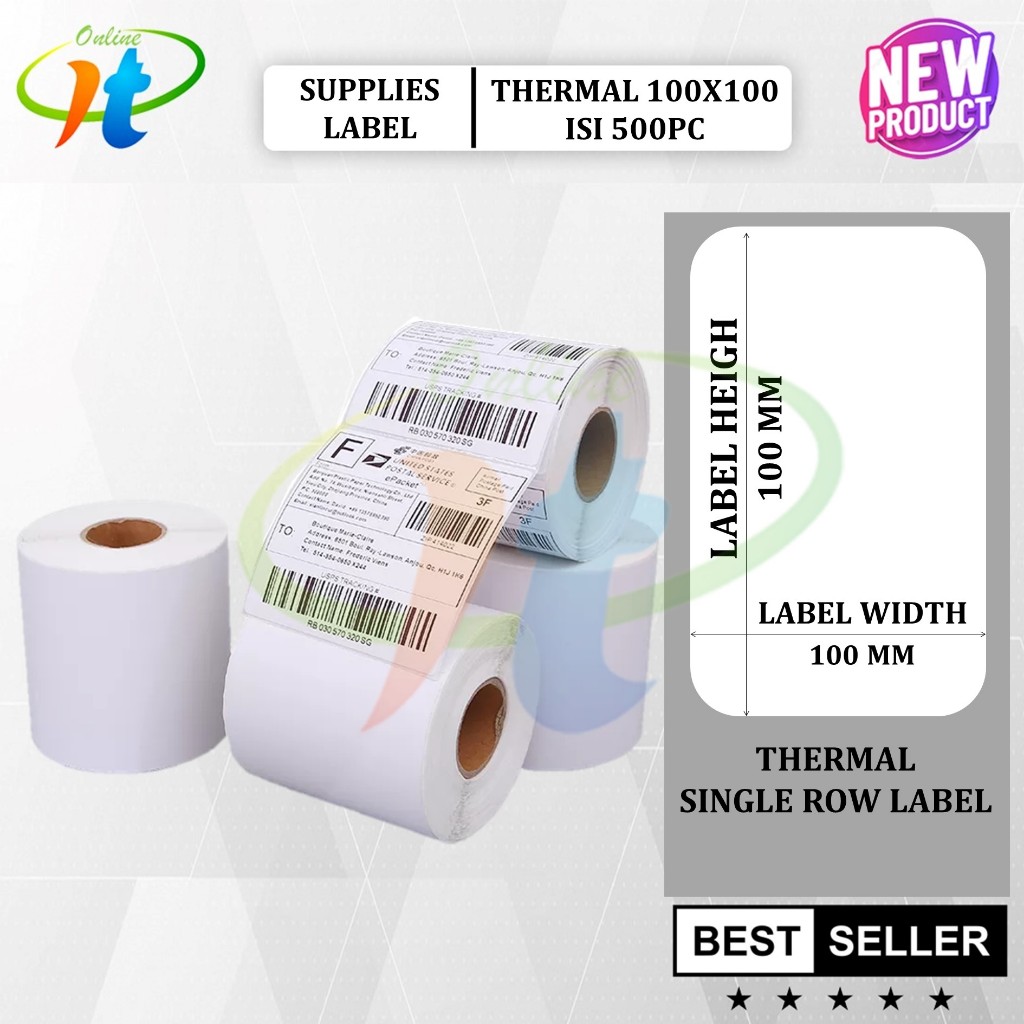 

Kertas Stiker Label Thermal 100x100 isi 500 Sticker Resi 100mm Printer XP4601 XP420B