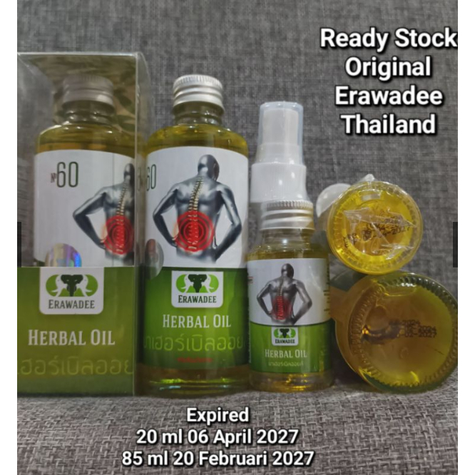 COD  Erawadee 60 Herbal Oil Original Erawadee Thailand / Erawadee Herbal Spray No. 60 85 ml / 20 ml 