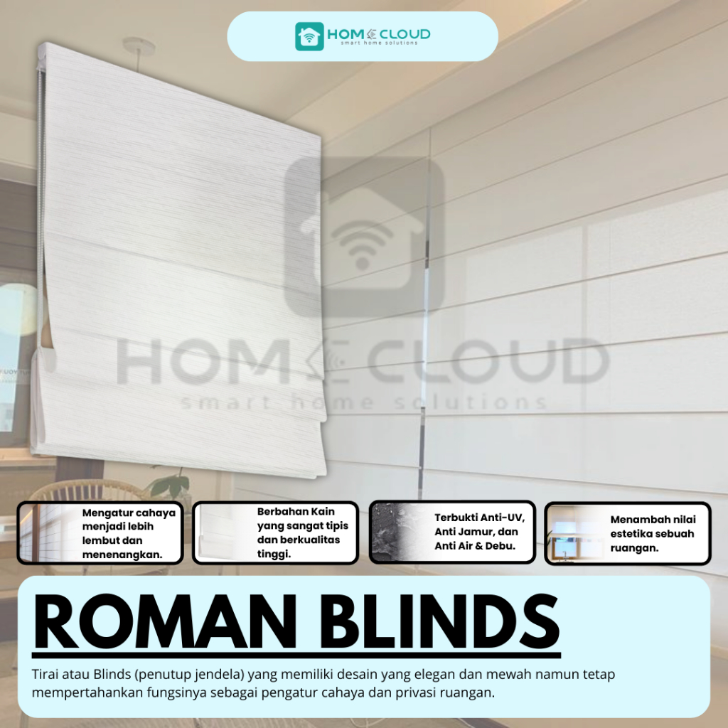 Roman Blinds Otomatis Gorden Roman - Tirai Roman Eletrik Tirai Gulung - Gorden Kantor - Gorden Roman