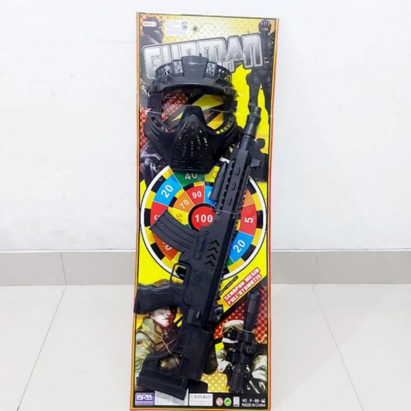 Mainan Set Tembakan Topeng Polisi SWAT Nyala Bunyi Suara Tanpa Baterai - Set Pistol Mainan Gunman Se
