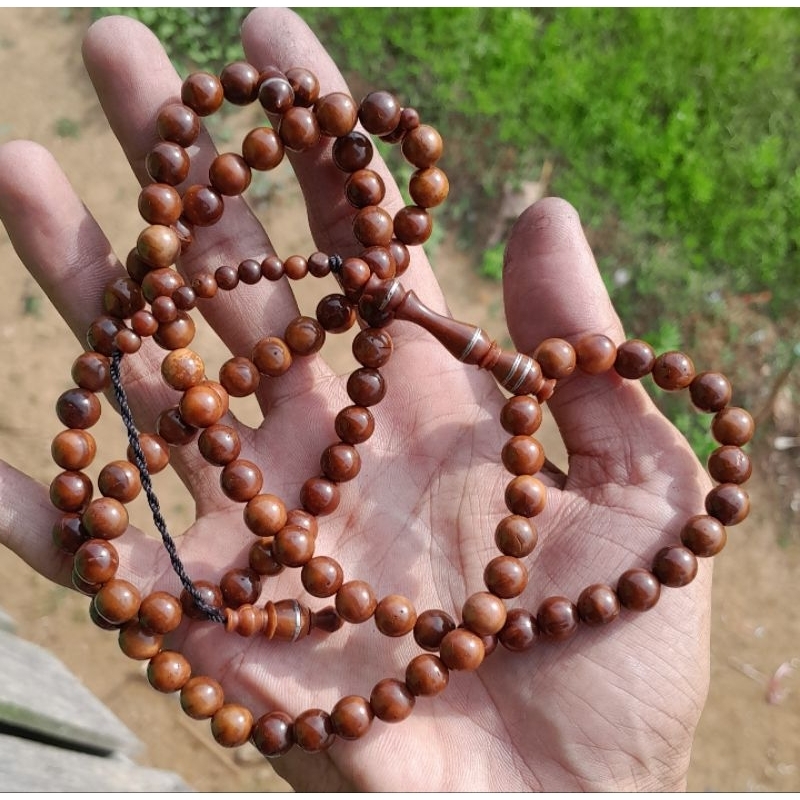 tasbih 99 kaukah bulat kepala prada  uk 8 coklat