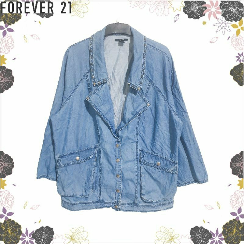 FOREVER 21 Trucker Denim Jacket | Jaket Jeans FOREVER 21 | Jaket Jeans Cewe