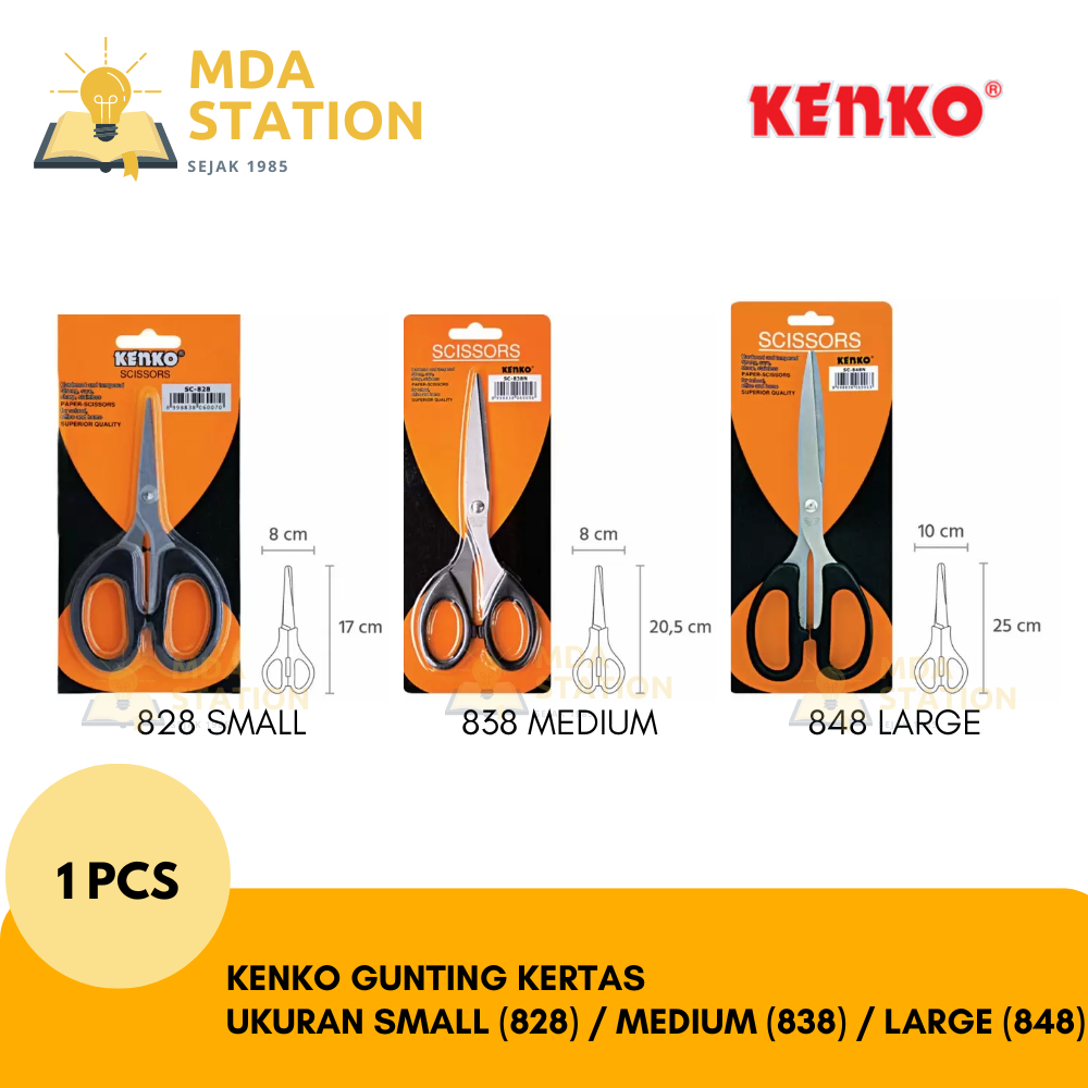 

KENKO Scissors Gunting Kertas SC-828 Small / KS-838N Medium / KS-848N Large (SATUAN) | MDA STATION