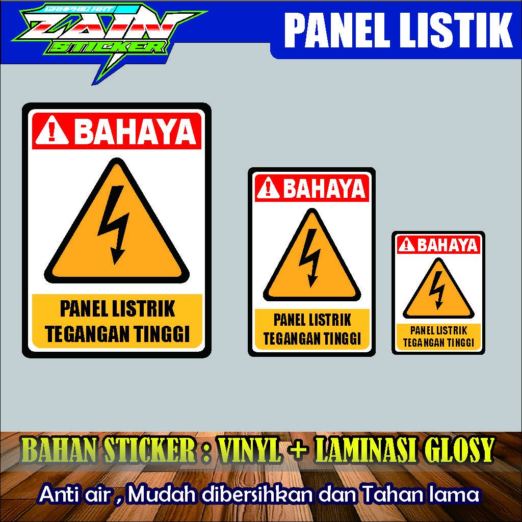 

STICKER vinyl anti air/waterproof BAHAYA PANEL LISTRIK TEGANGAN TINGGI laminasi glossy