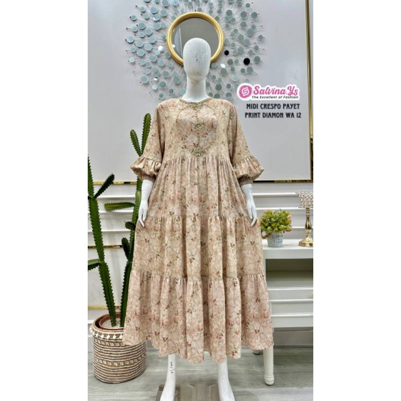 Dress payet diamond / midi dress crespo print salvina ys / salvina ys original