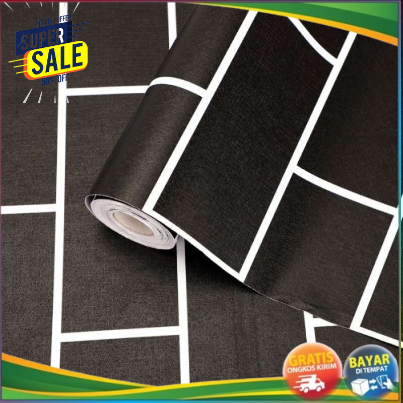 Wallpaper Dinding BATU BATA HITAM WALLPAPER Sticker Tembok Dapur Ruang Tamu Teras Kamar Rumah Cantik