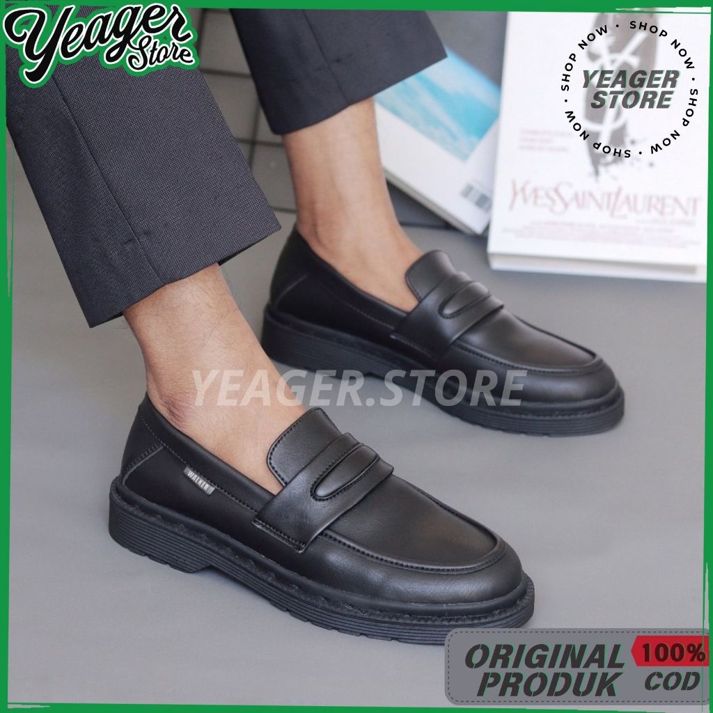 YEAGER - Sepatu Loafer Penny Moreno Pantofel Hitam Pria Formal