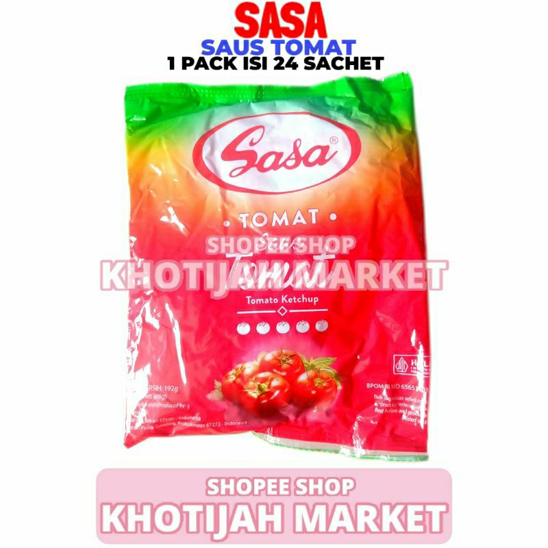 

Saus Tomat Sasa 1 Pack Isi 24 Sachet 8 Gram