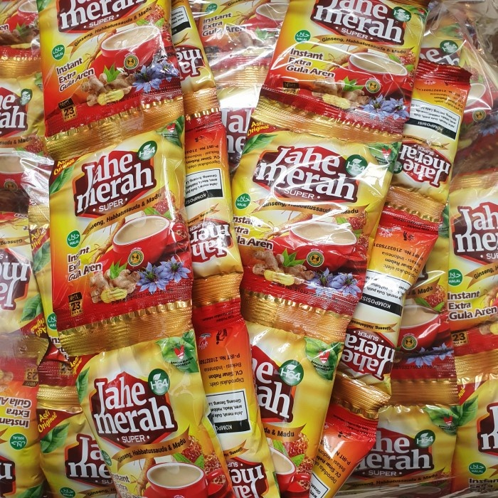 

Jahe Merah Super H64 Instant Extra Gula Aren 1 receng isi 12