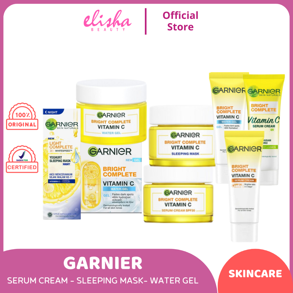 Garnier Bright Complete Vitamin C Cream - Night Cream - Water Gel - Tone Up