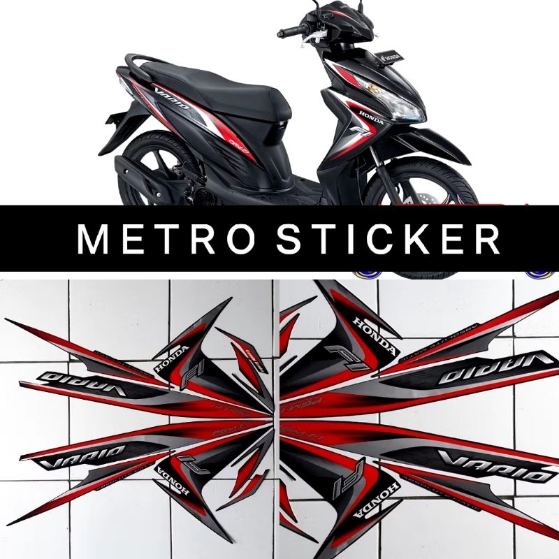 Striping lis sticker standar honda vario 110 FI 2014 hitam lis merah stiker vario 110 fi hitam merah