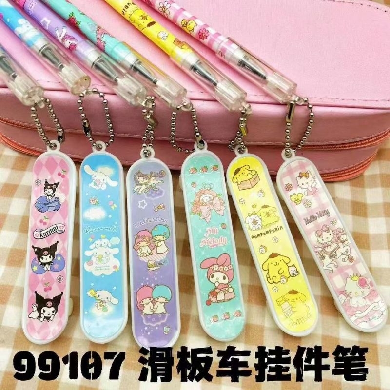 

12pcs Pulpen Gantungan Selancar Sanrio Set -- Pulpen Gantungan Selancar