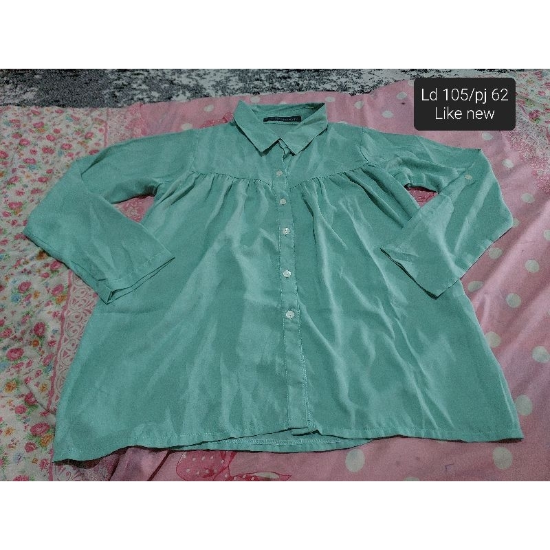 preloved baju atasan blouse wanita like new hijau wardah