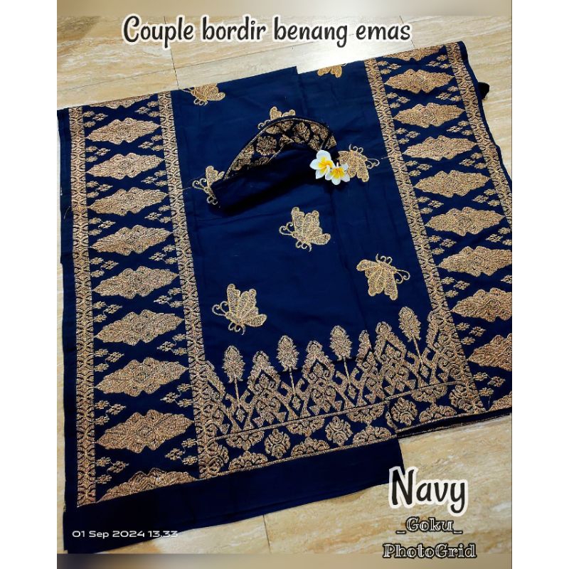 Couple bordir benang emas motif Capung