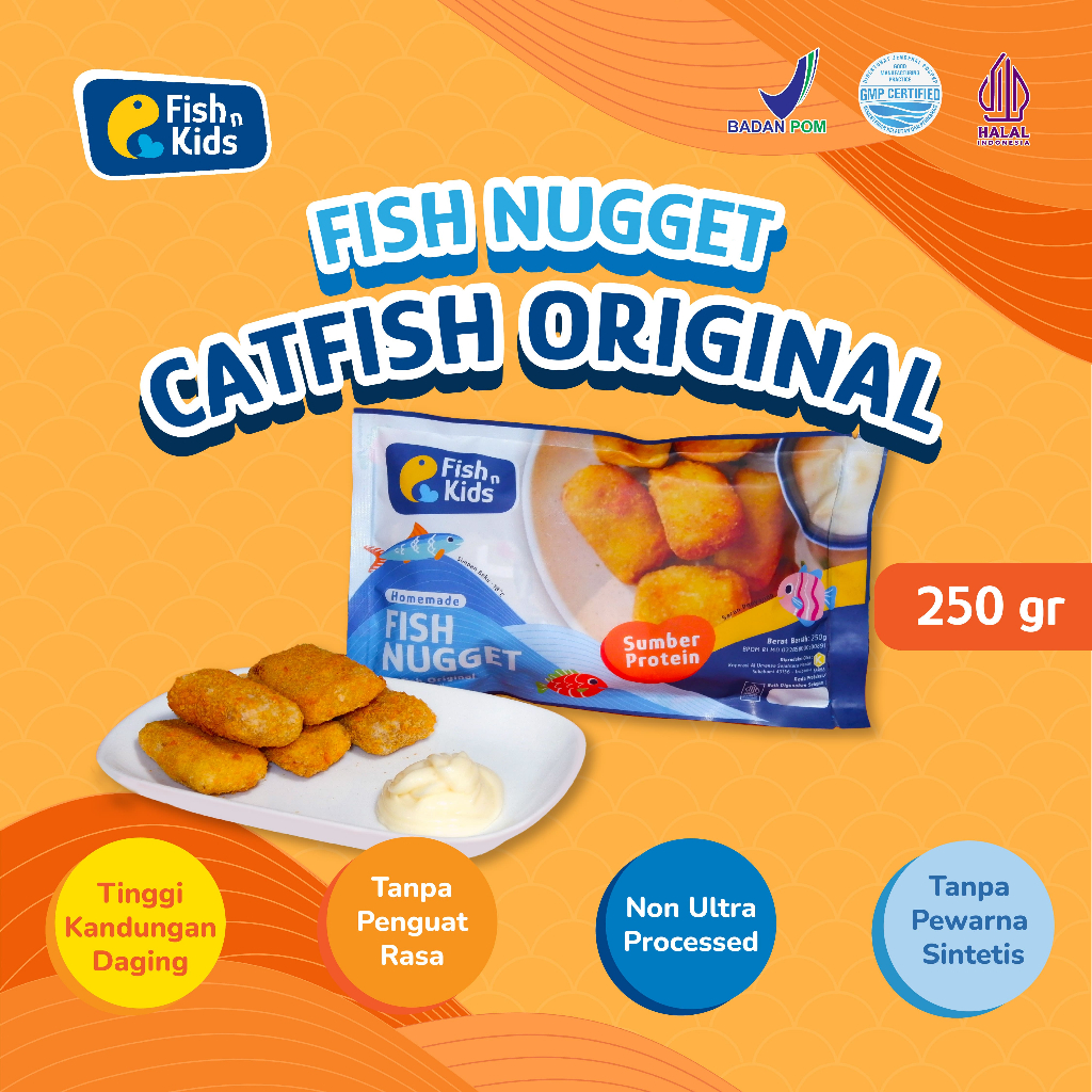 

Nugget Homemade MPASI Ikan Lele Original 250 gram/ Frozen Food Non MSG Fish n Kids