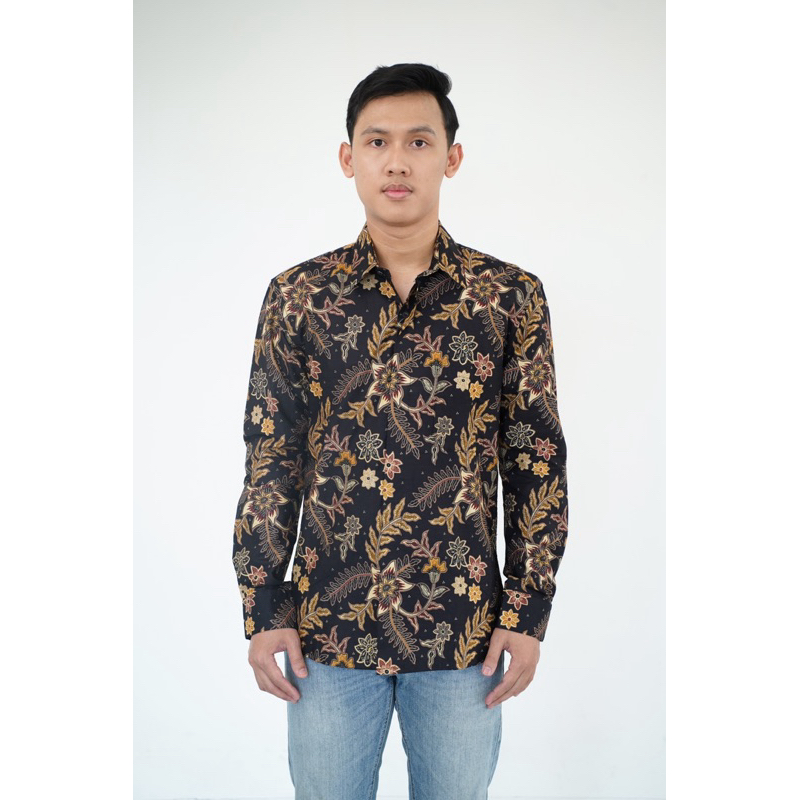Karunia - Baju Kemeja Batik Pria Lengan Panjang Atasan Hem Cowok Slim Fit Premium Katun - Gudhangan 