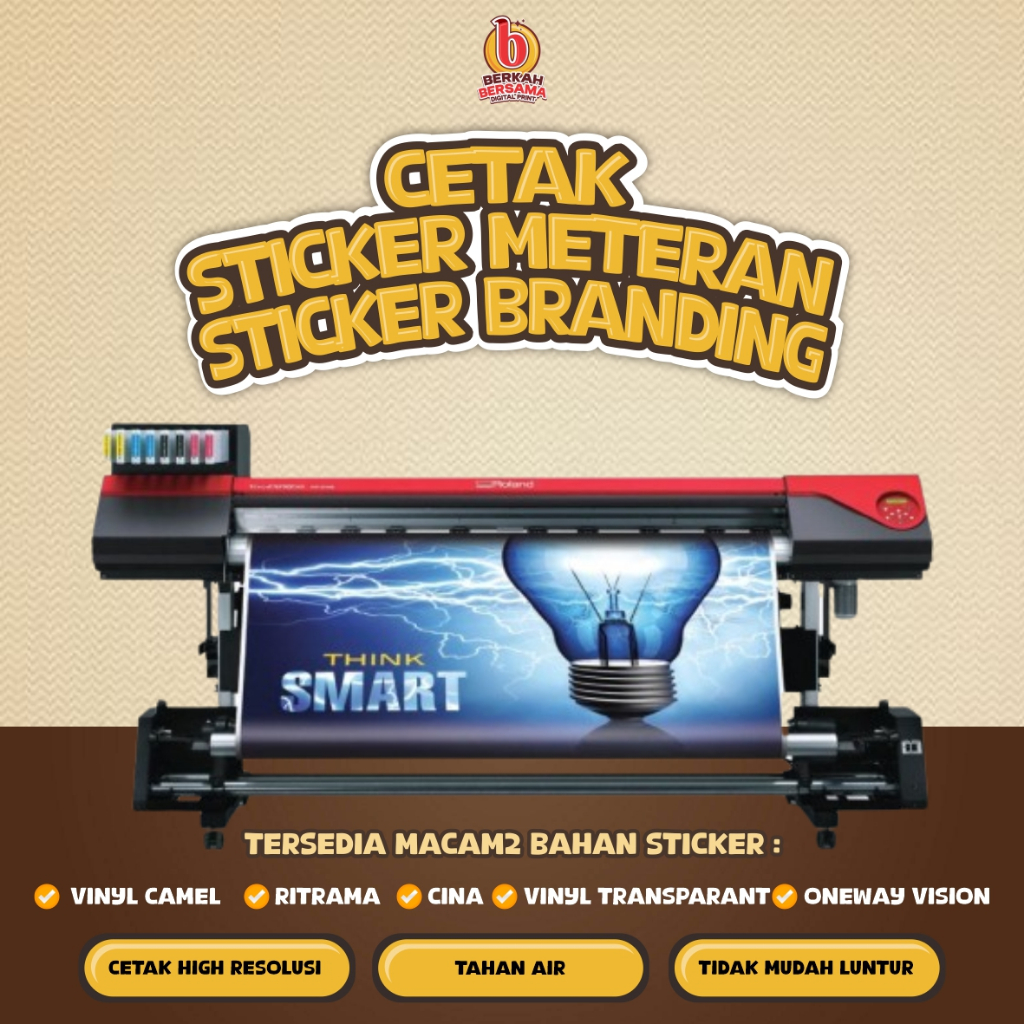 

CETAK STICKER METERAN / STICKER VINYL METERAN / STICKER MURAH / STICKER INDOOR / STICKER BOOTH / STICKER BRANDING / STICKER DECAL / STICKER GEROBAK