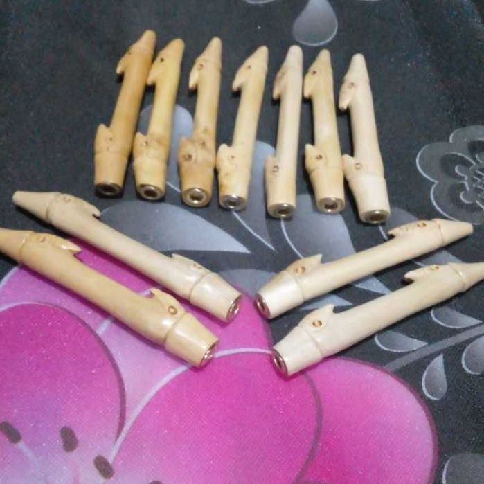 pipa kemuning gading ukir bambu | on ce dari kayu kemuning gading motif bambu