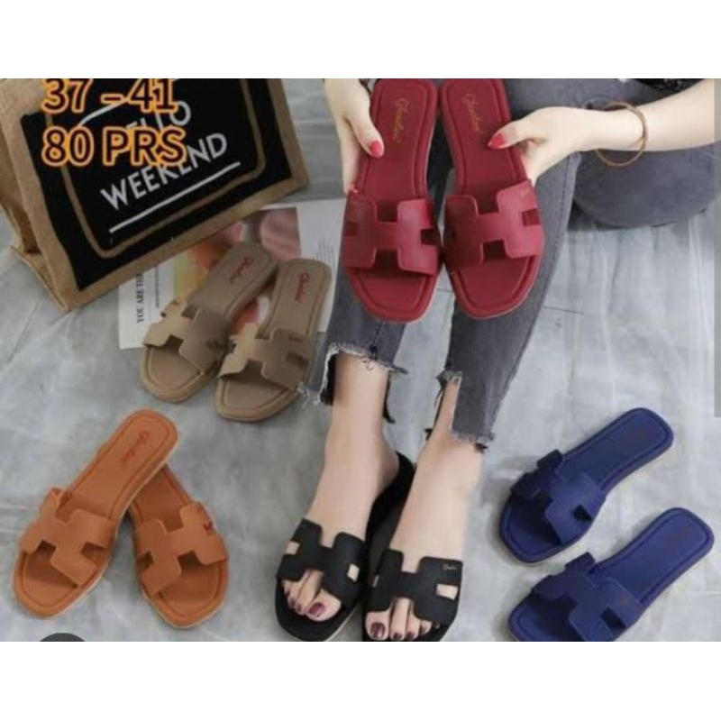 Sandal glanzton selop wanita jelly polos