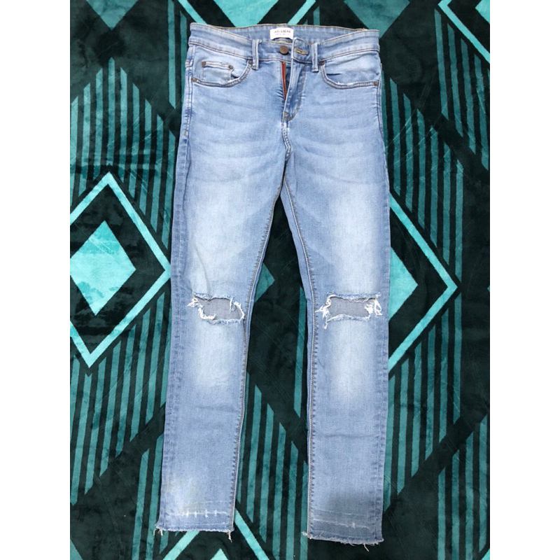 SOLD OUT❌ Pull&bear pnb jeans blue wash sobek celana panjang pria seken denim ripped cowok