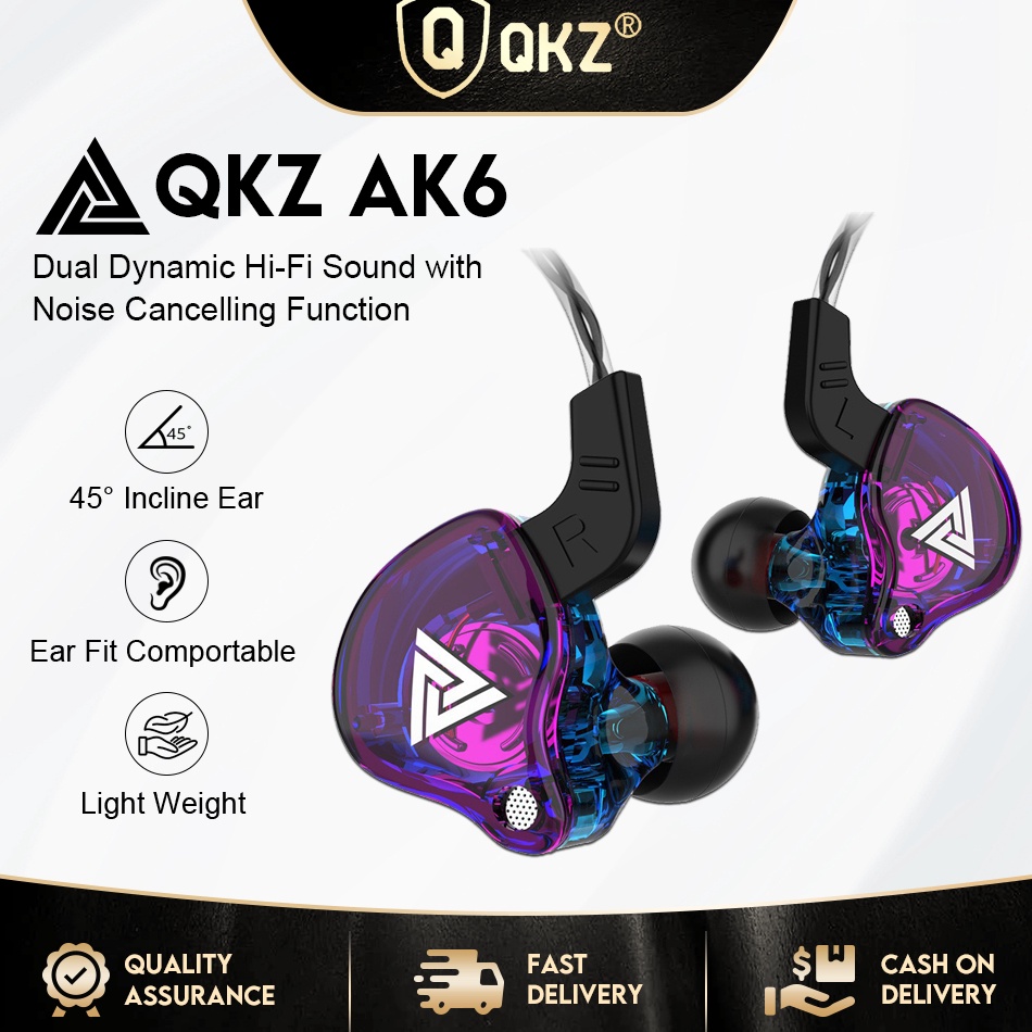Muraaaahh QKZ AK6 AK6 Pro di Earphone HiFi Audiophile Subwoofer headphone dengan Mic Hi Res kabel di