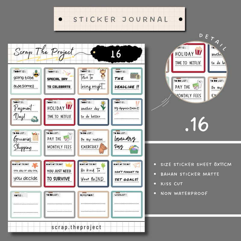 

STICKER PLANNER JOURNAL / NOTE PAD QUOTES STICKER / STP - 16