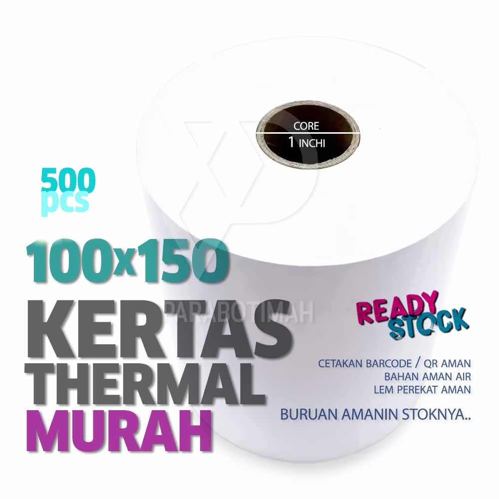 

HJK KERTAS STICKER THERMAL label resi barcode MURAH 100x150 10x15 500 pcs