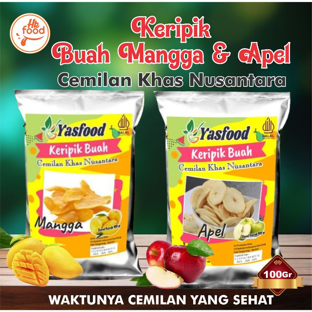 

Keripik Buah Mangga Dan Apel Cemilan Sehat Vegetarian 100Gr