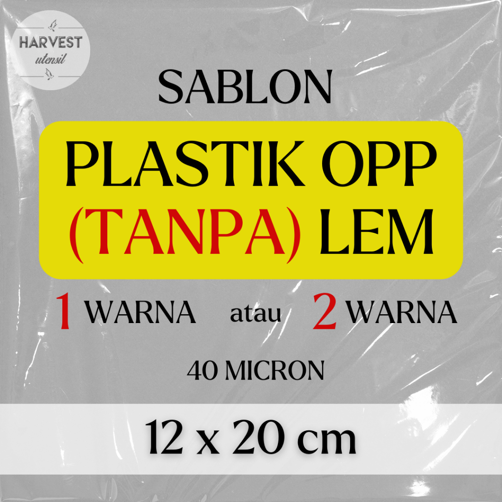 12x20 Sablon Plastik OPP Tanpa Lem 40mic Plastik Roti Tebal Bakery Donat Kue Makanan Fashion Baju Ak