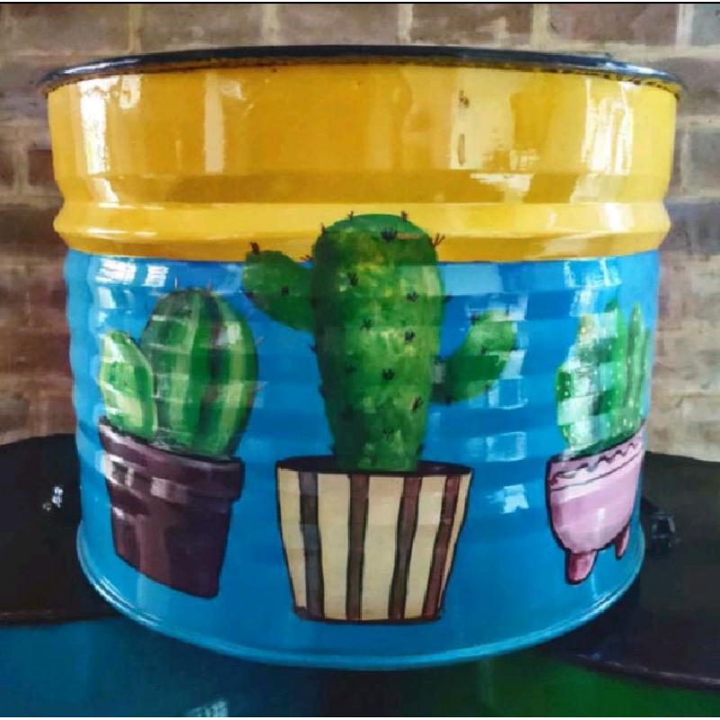 tong sampah lukis/tong sampah drum besi 100 liter