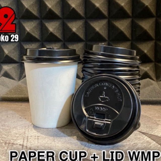 Paper cup Polos WMP/ Starindo 8 Oz + Tutup (Bahan Tebal & Bagus)