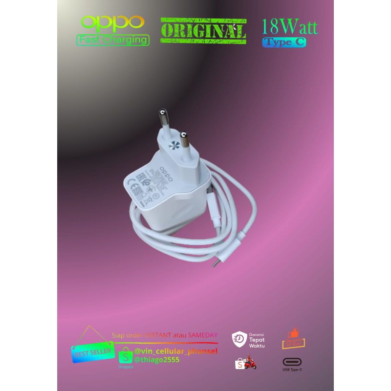 Charger Oppo 18W Original 100% sesuai bawaan Hp SUPERVOOC Charger Oppo Carger oppo tepsi Charger Opp
