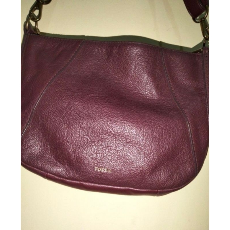 preloved tas kulit asli merah maroon