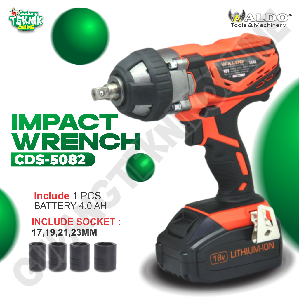 Mesin Cordless Impact Wrench 1/2" ALDO CDS-5082 / BOR BATERAI PLUS Cordless Impact Wrench ALDO CDS50