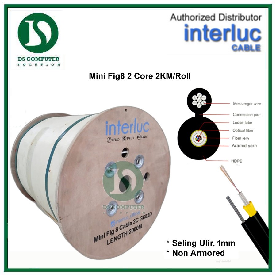 Mini Fig8 2 Core 2 KM Kabel Fiber Optic